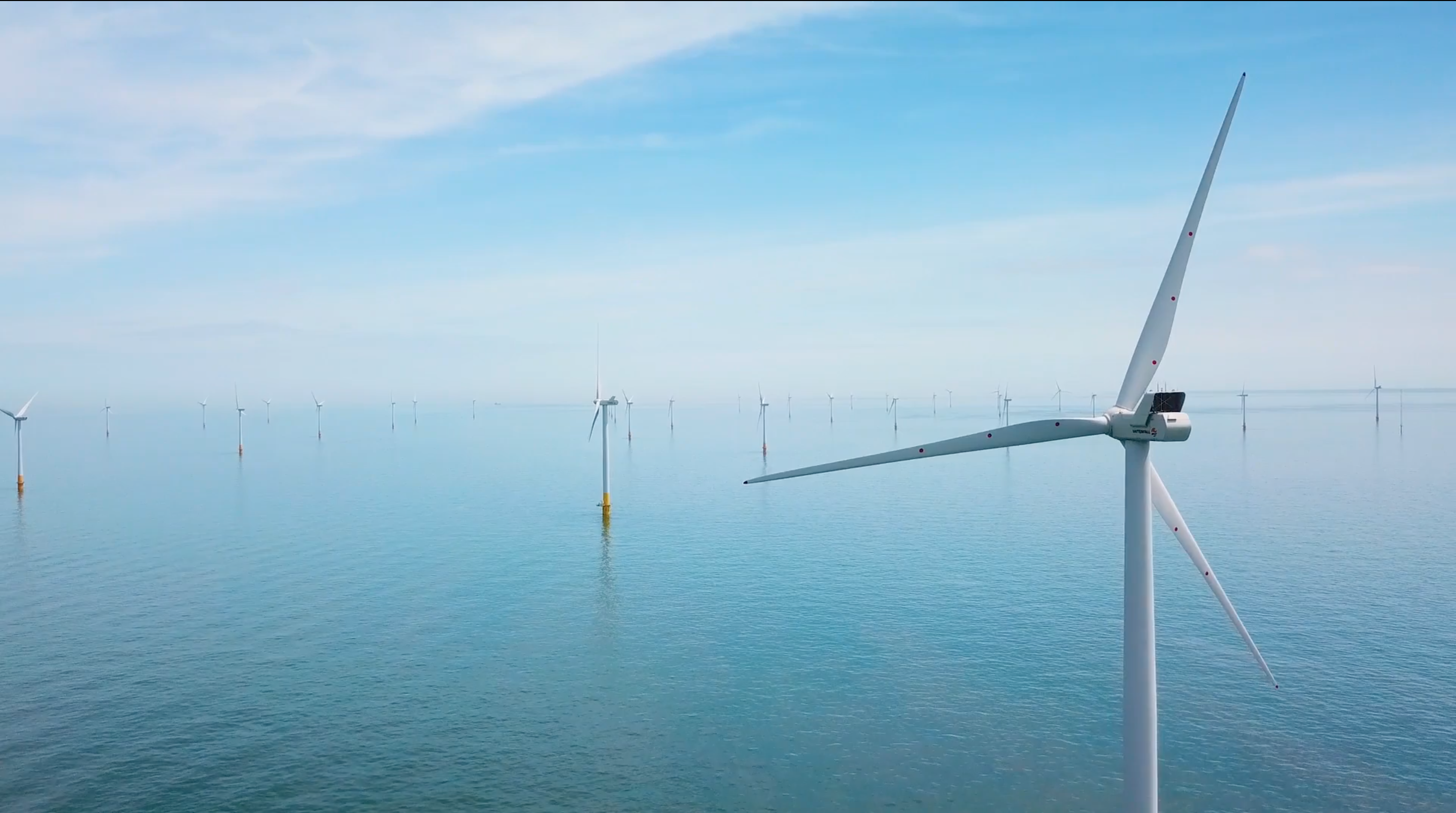 A view of wind turbines offshore wind farm 