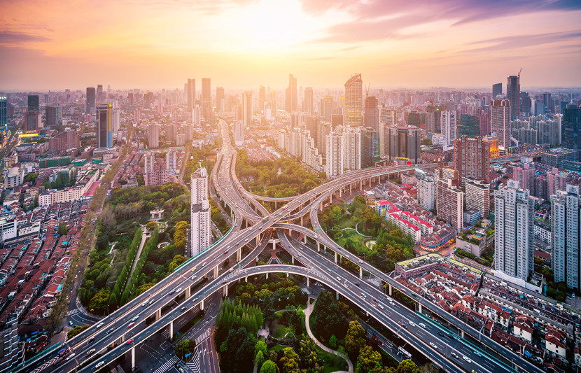 Cityscape sunset